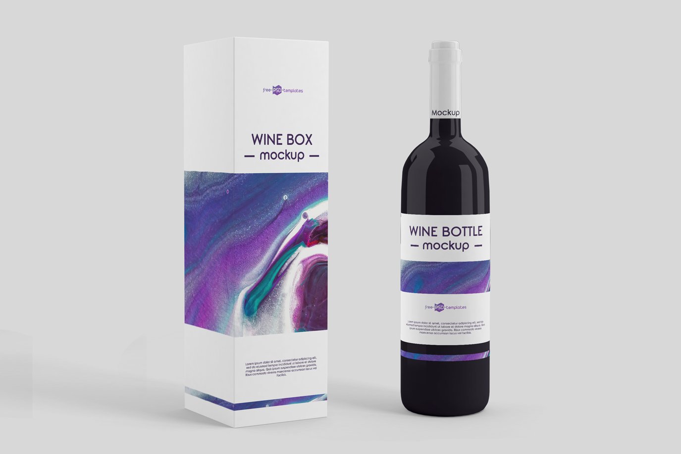 Download Wine Bottle Mockup with Box - Free Download