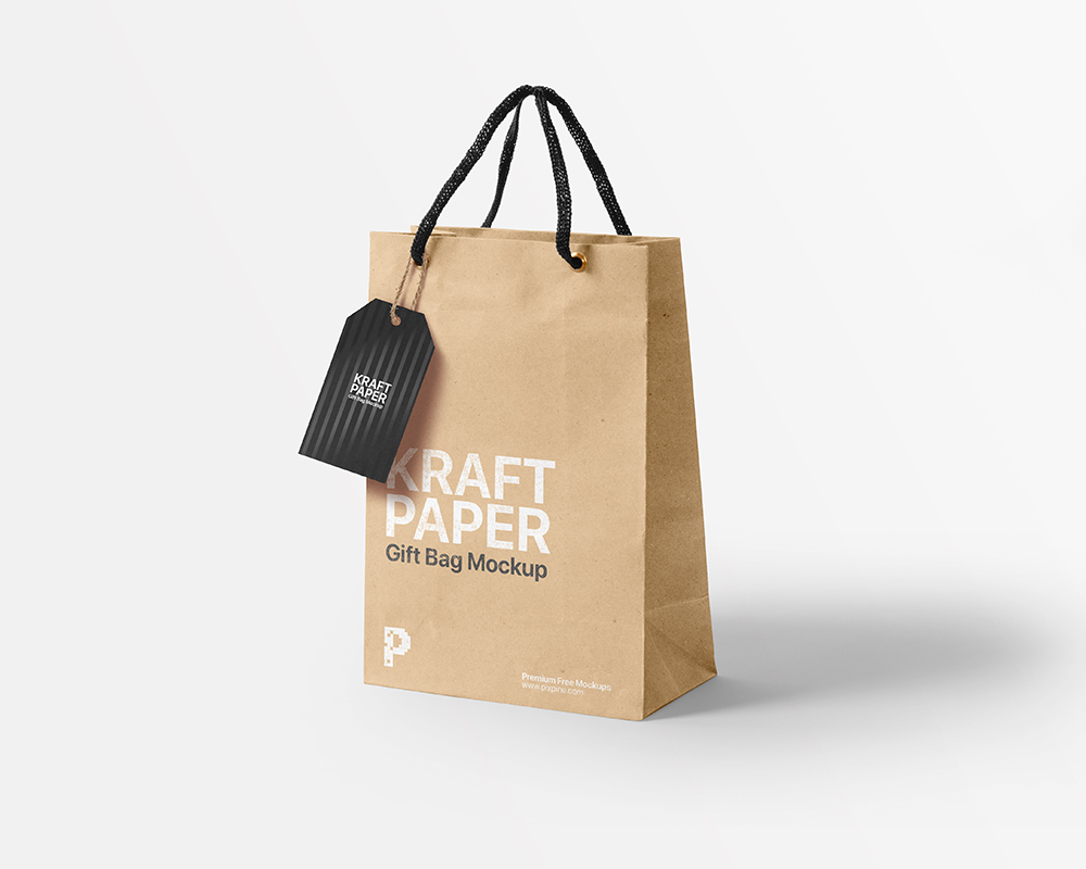 Kraft Paper Gift Bag Mockup - Free Download