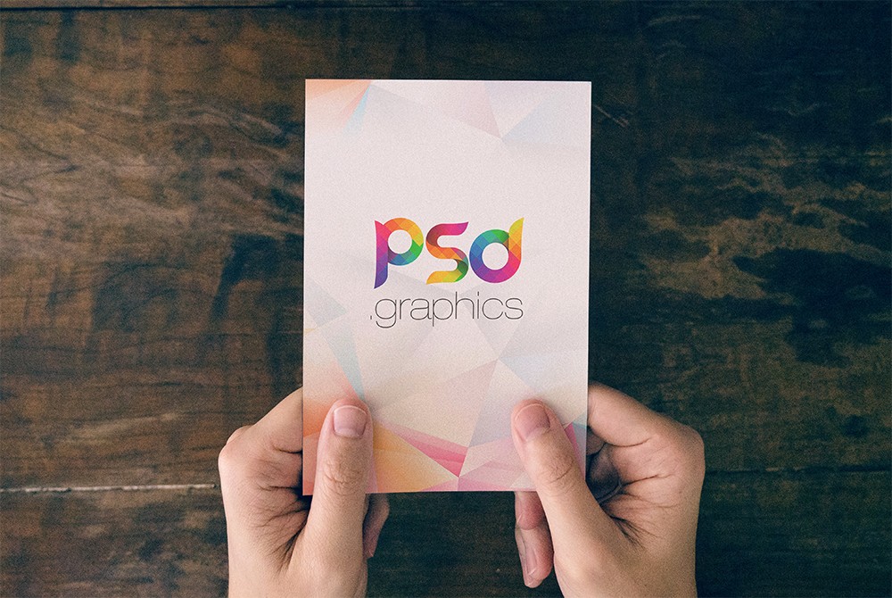 Download Girl Hand Holding Post Card Mockup - Free Download