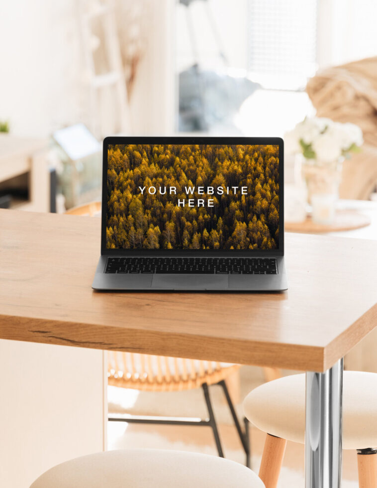 Download MacBook Air Mockup in Living Room - Free Download