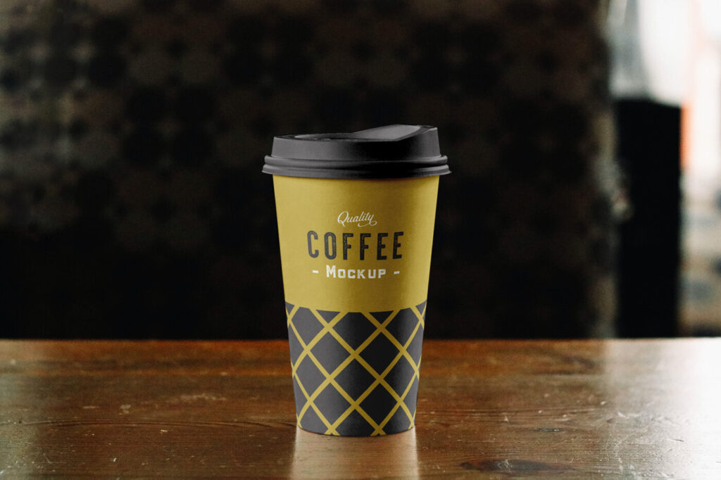 Download Paper Coffee Cup Mockup on Table - Free Download