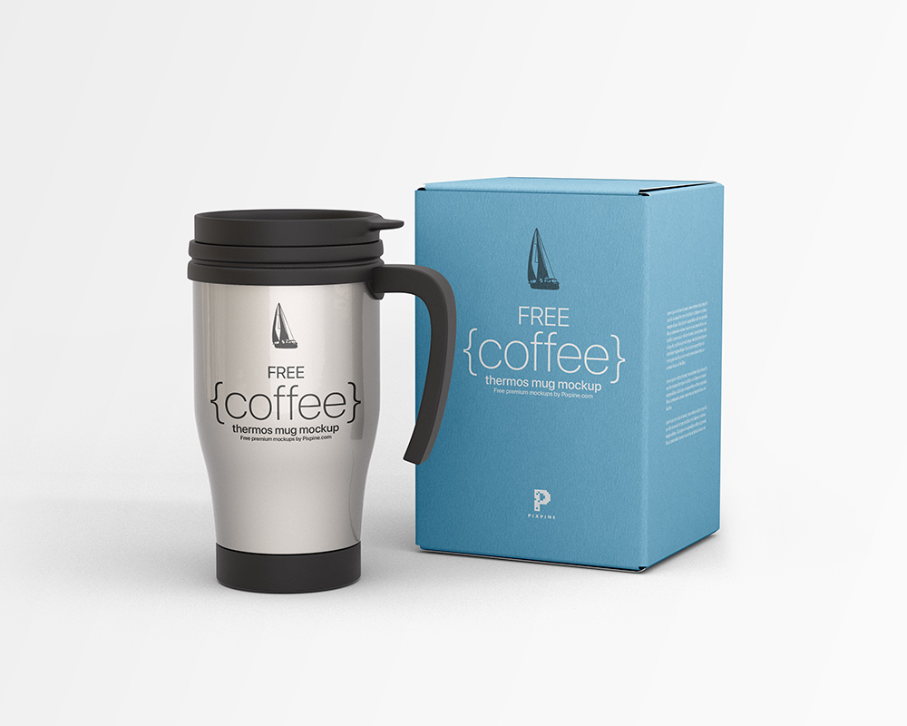 Free Coffee Thermos Mug Mockup - Smashmockup